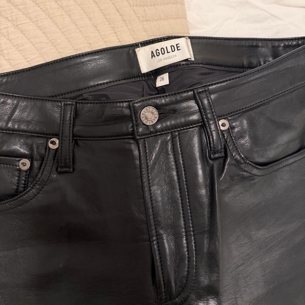 AGOLDE Lyle Lowrise Black Leather Pants